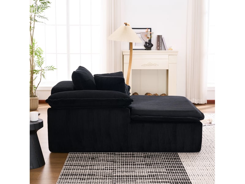  Canapé droit relax 1 place en velours côtelé noir, sans montage, avec larges accoudoirs pour lire confortablement  - Conforama D