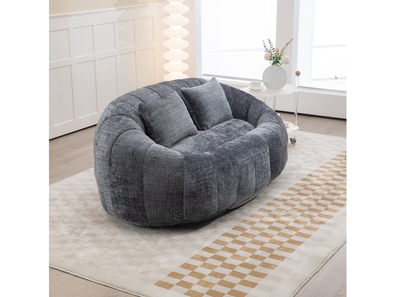  Canapé pouf modenvie 2 places en chenille gris 150 x 95 x 63 cm  - Conforama D