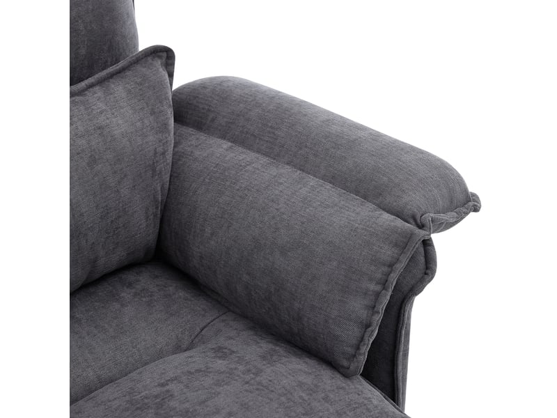  Canapé fauteuil relax 1 place en tissu aspect lin gris avec repose-pieds et dossier inclinable  - Conforama W