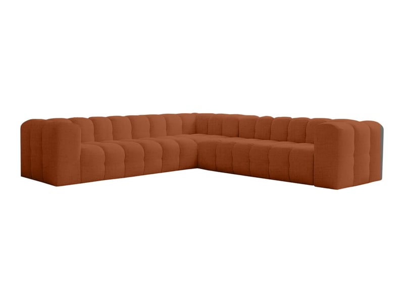 Canapé d'angle réversible miloe 6 places avec accoudoirs en tissu - terracotta MILOE - Conforama A
