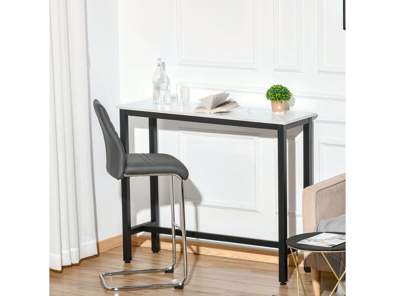  Table de bar,120x40x100 cm,avec pieds réglables,effet marbre blanc et noir  - Conforama B