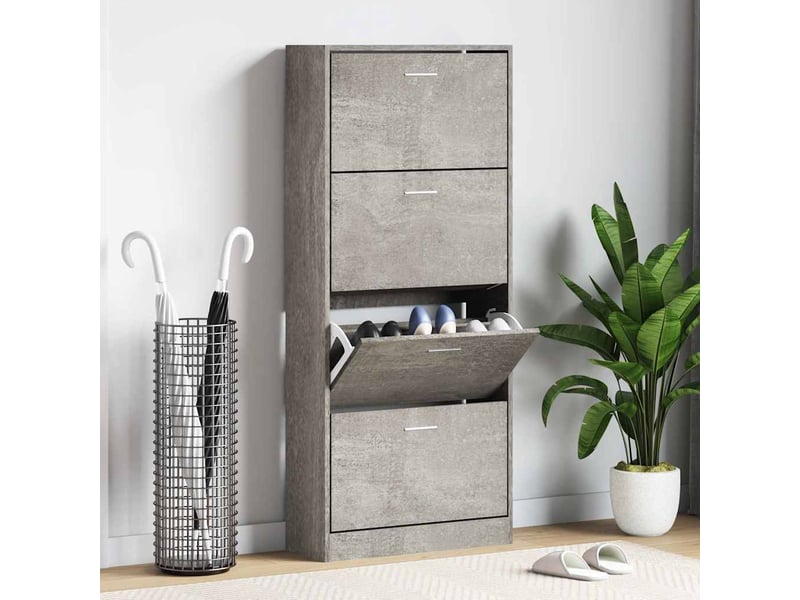  Meuble à chaussure, armoire à chaussures gris béton 63x24x147 cm bois d'ingénierie  - Conforama B