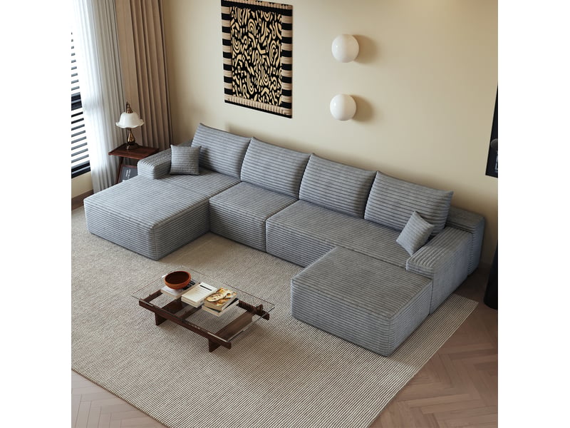  Canapé modulaire 340x175x83 cm 5 places mousse gris  - Conforama B