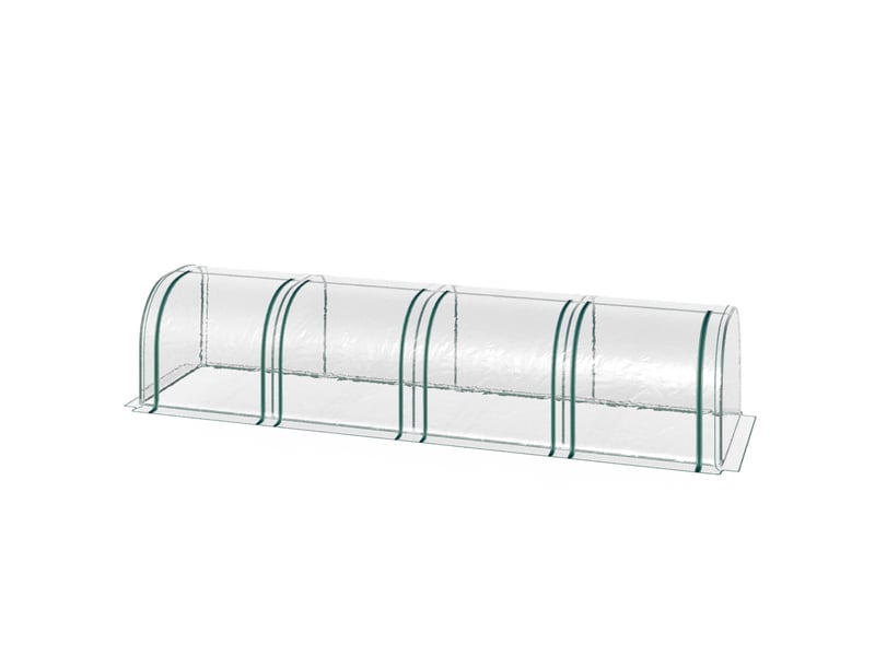  Serre tunnel, 4 fenêtres à fermeture éclair, structure en acier, bâche robuste et transparente, 395 x 100 x 80 cm  - Conforama B