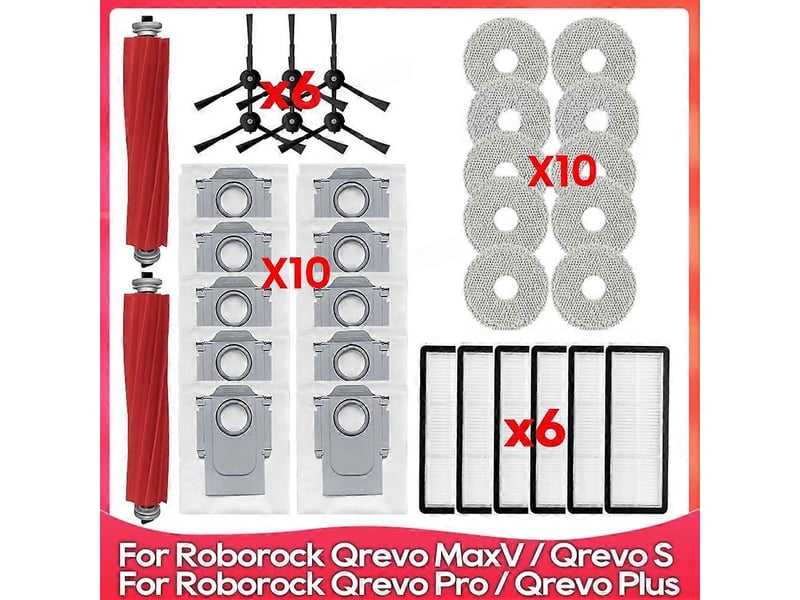  For roborock qrevo s, qrevo pro, qrevo maxv, qrevo plus vacuum parts main side brush filter mop pads cloth dust bags  - Conforama A
