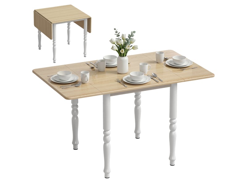 Table pliante pour 2 à 6 personnes, plateau rabattable effet bois, finition naturelle - Conforama A