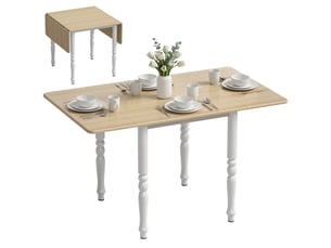 Table pliante pour 2 à 6 personnes, plateau rabattable effet bois, finition naturelle
