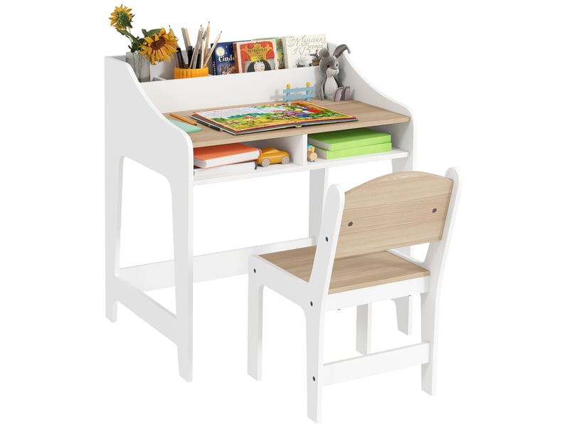  Bureau enfant avec rangements, compartiments ouverts, chaise, 3-8 ans, bois  - Conforama A