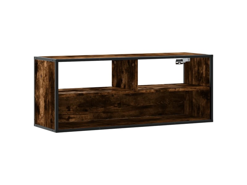  Meuble tv - banc tv - meuble de rangement chêne fumé 100x31x39,5 cm bois d'ingénierie et métal  - Conforama A