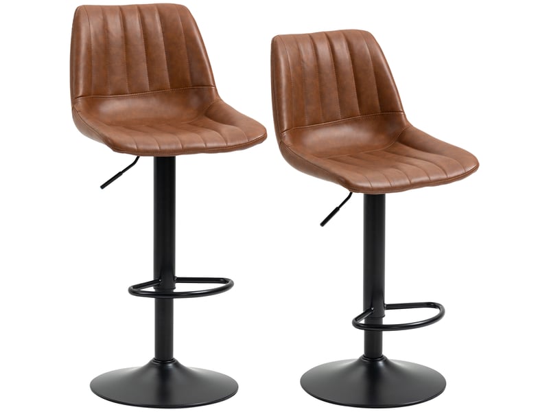  Ensemble de 2 tabourets de bar au design rétro, avec repose-pieds, hauteur réglable, 43 cm x 49,5 cm x 111 cm  - Conforama A