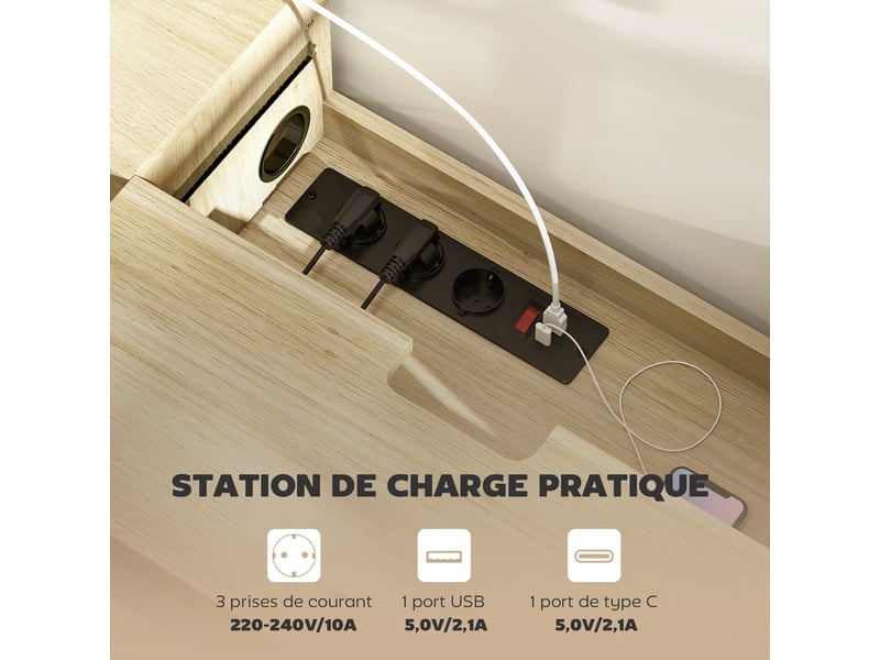  Meuble tv suspendu meuble télé pour téléviseur 50 pouces tiroir étagères passe-câbles 120x24x22,4cm effet bois naturel  - Conforama D