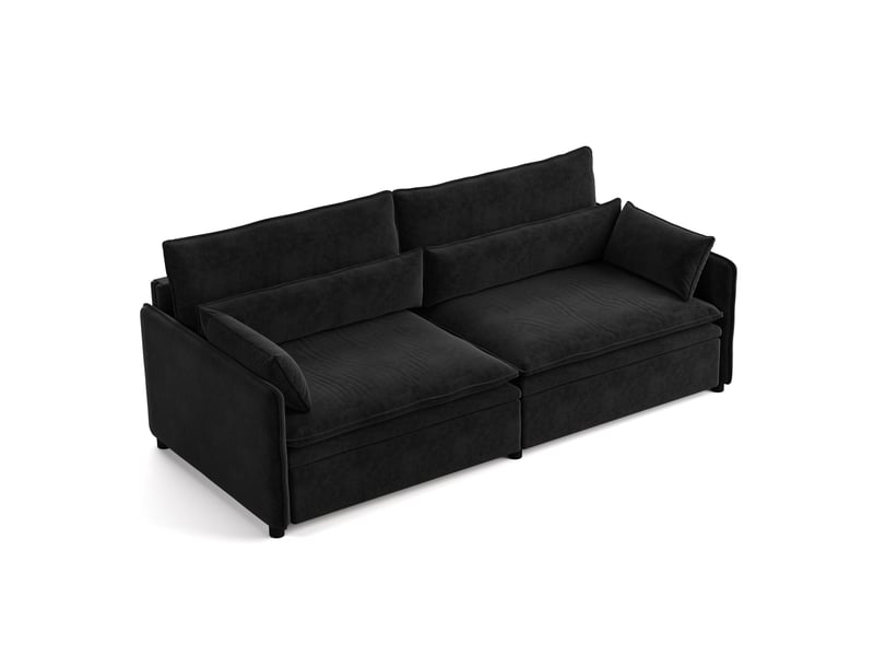  Canapé-lit 3 places convertible avec coffre de rangement, dossier réglable et coussins mobiles - noir - 206 x 91 x 86 cm  - Conforama A