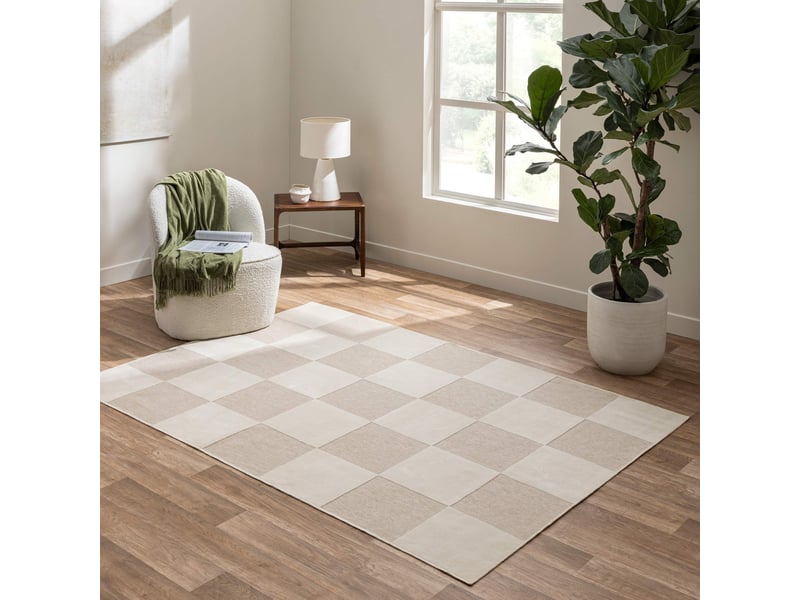  Tapis damier en relief toledo 140x200cm naturel  - Conforama D