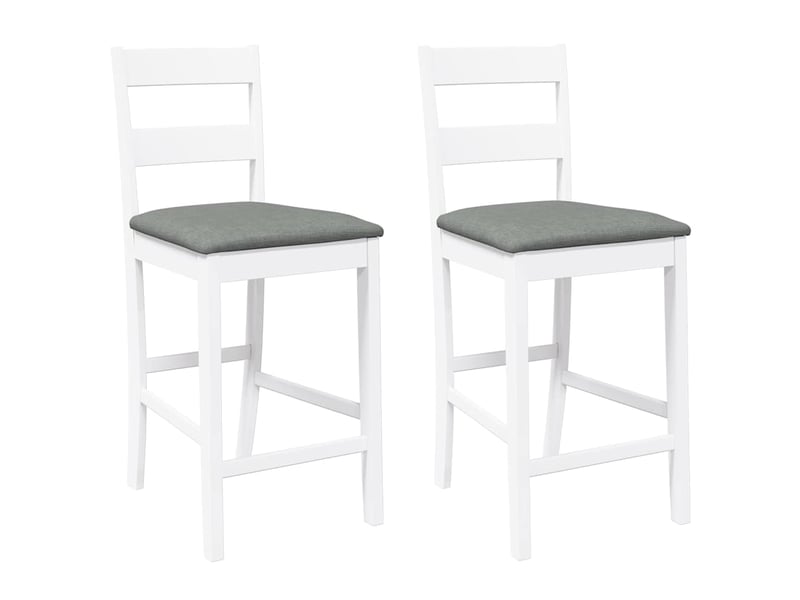 Lot de 2 tabouret de bar, chaise de bar avec coussins blanc bois massif d'hévéa  - Conforama A