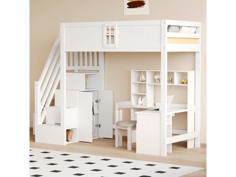  Lit mezzanine 90x200cm coloris blanc bois massif lit enfant blanc - Conforama D