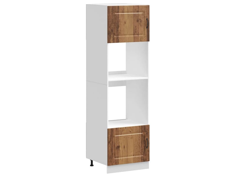  Lot de 2 armoires de four classiques 60 x 57 x 207 cm grand espace de rangement style ancien en bois d'ingénierie vieux bois 02_0055704  - Conforama A