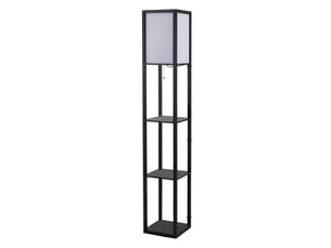 Lampadaire avec compartiments de rangement, lampe moderne en bois, ampoule e27, pour salon, chambre, bureau, noir