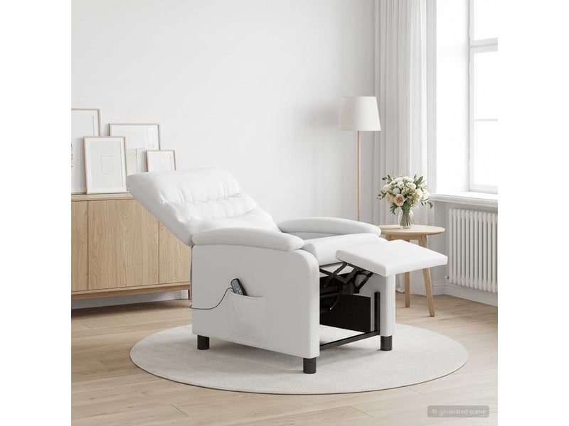  Vidaxl fauteuil de massage inclinable blanc simili cuir  - Conforama B