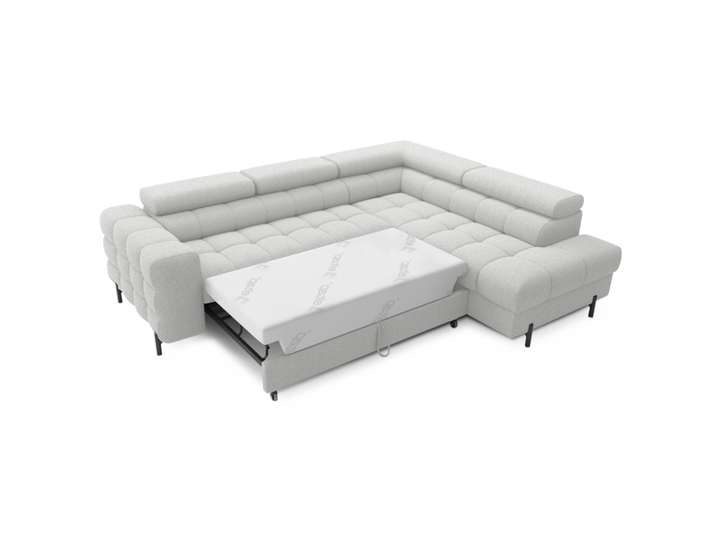  Canapé d'angle droit ferrum gris clair avec coffre avec têtières 276x93x200cm  - Conforama B