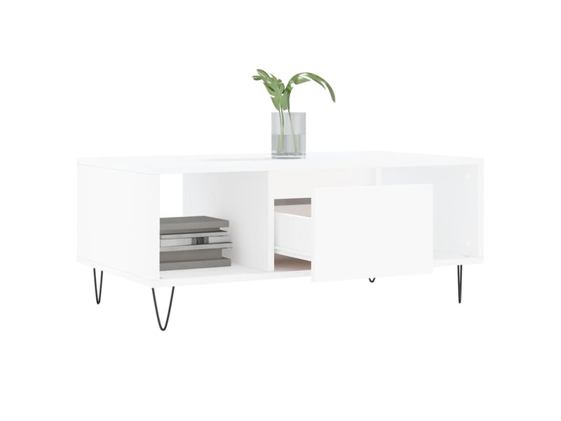  Table basse rectangulaire | table de salon blanc 90x50x36,5 cm bois d'ingénierie shl2466  - Conforama D
