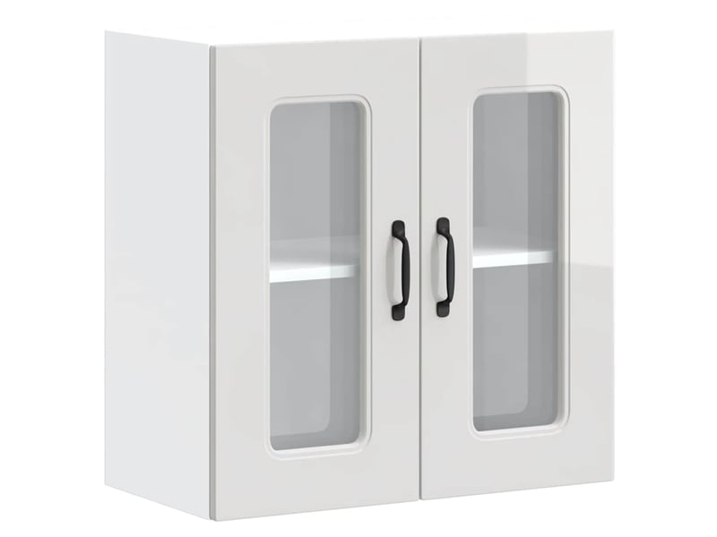 Armoire murale de cuisine avec porte vitrée bois d'ingénierie blanc brillant shl4316 - Conforama A