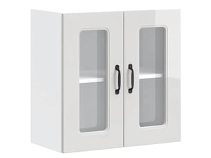 Armoire murale de cuisine avec porte vitrée bois d'ingénierie blanc brillant shl4316