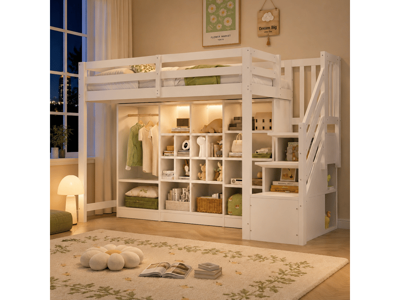  Lit superposé en bois blanc 90x200 cm  - Conforama E