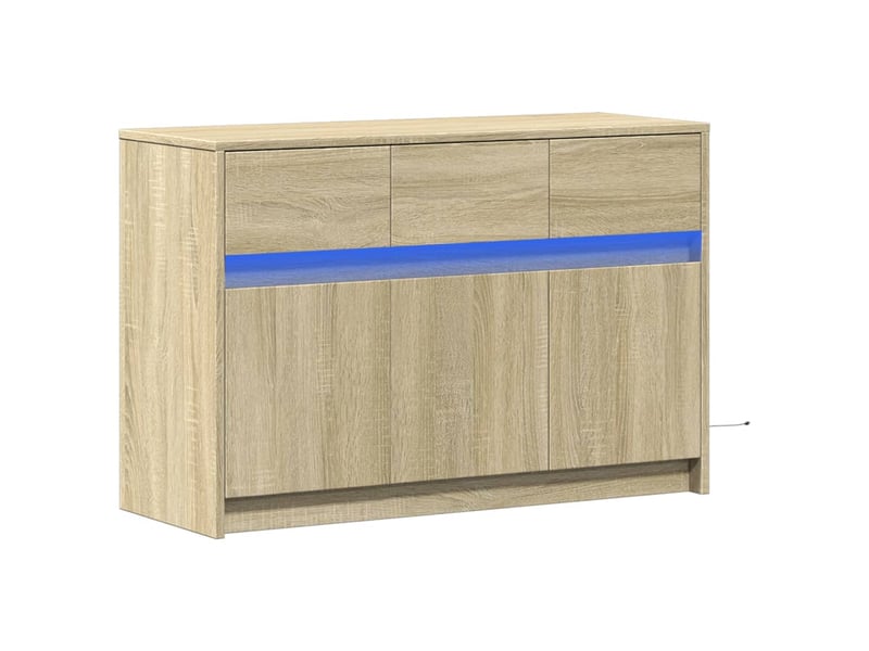  Meuble tv - banc tv - meuble de rangement avec led chêne sonoma 91x34x61 cm bois d'ingénierie  - Conforama C