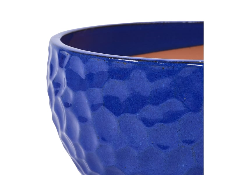  Lot de 3 pots de fleurs en céramique ø 38,130,525,4 cm – bleu antique – drainage intérieurextérieur  - Conforama E