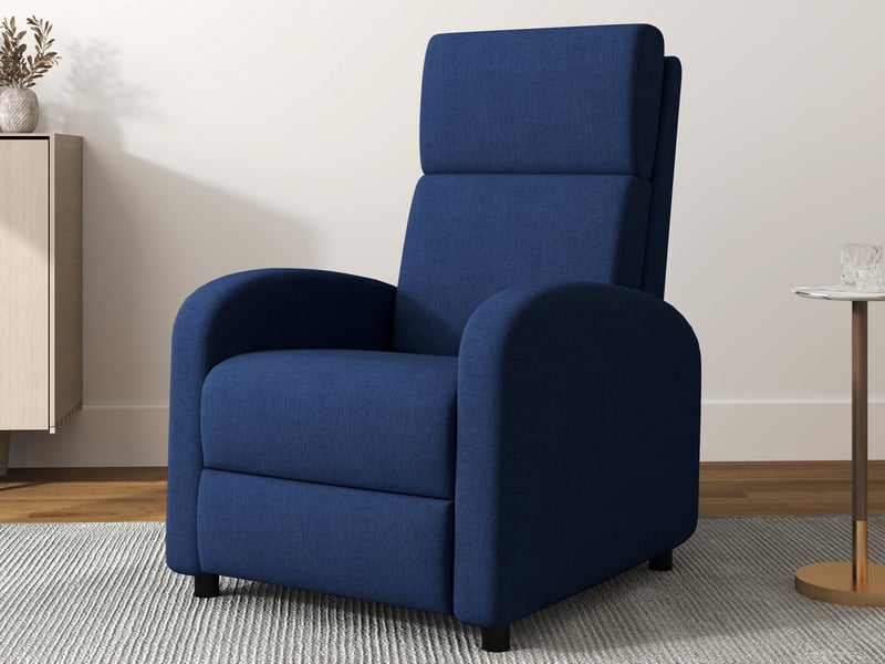 Fauteuil de relaxation inclinable réglable repose-pied tissu bleu - Conforama B