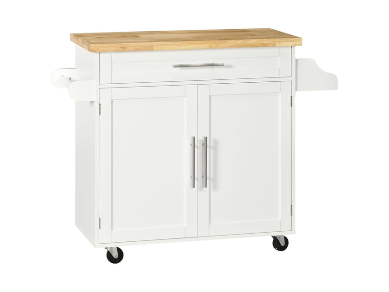  Desserte de cuisine à roulettes 109x40x89 cm en mdf blanc  - Conforama A