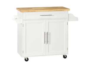 Desserte de cuisine à roulettes 109x40x89 cm en mdf blanc