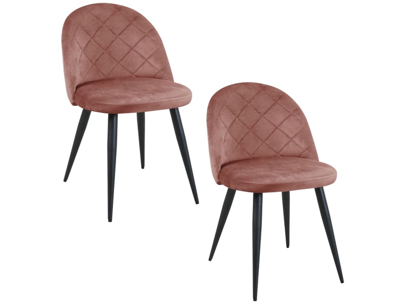  Lot de 2 chaises matelassées de salle à manger en velours akord sj.077 rose 2x SJ.077 - Conforama A