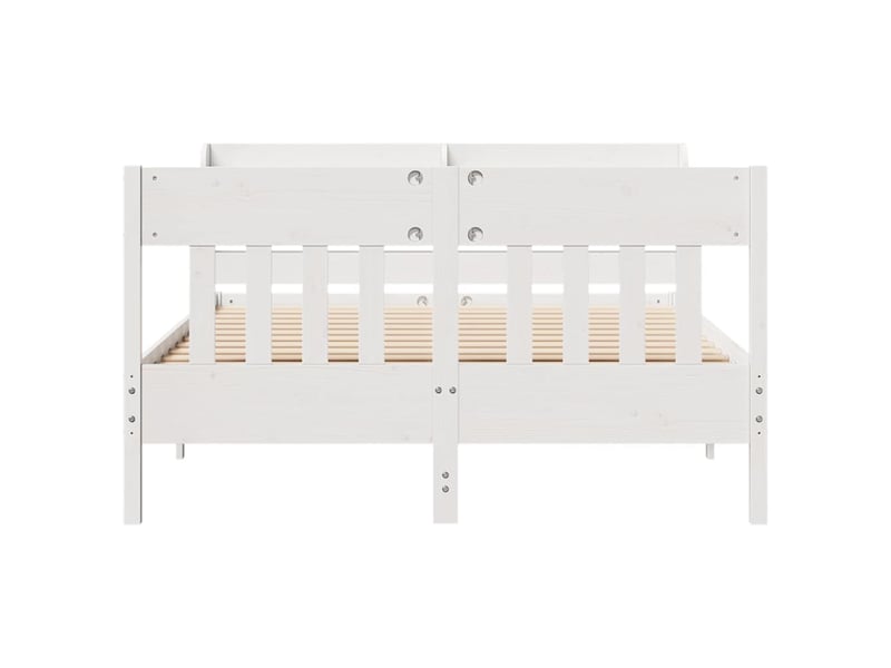 Lit double- lit adulte - cadre de lit sans matelas blanc 135x190 cm bois de pin massif - Conforama C
