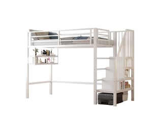 Lit mezzanine 90x200 cm OKWISH coloris blanc
