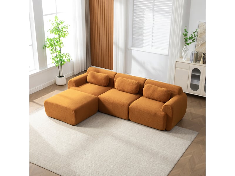 Canapé modulaire en chenille 3 places sans montage 271 x 177 cm confort moelleux salon - Conforama W