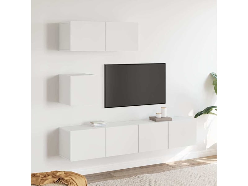  Ensemble de meubles tv 4 pcs blanc bois d'ingénierie shl15978  - Conforama B
