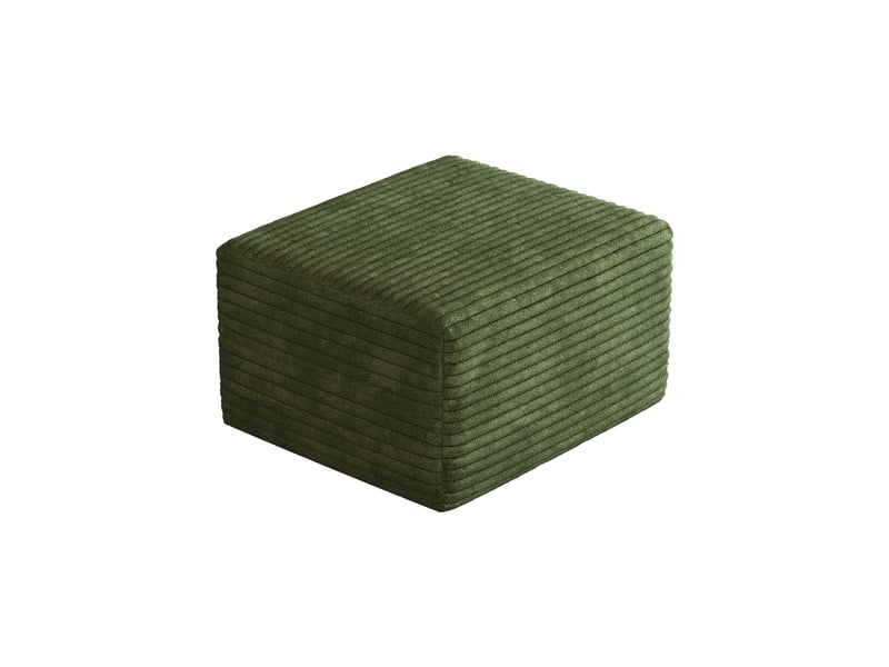  Pouf en velours côtelé vert repose-pieds modulaire pour salon rembourrage mousse 65x60x38cm  - Conforama W