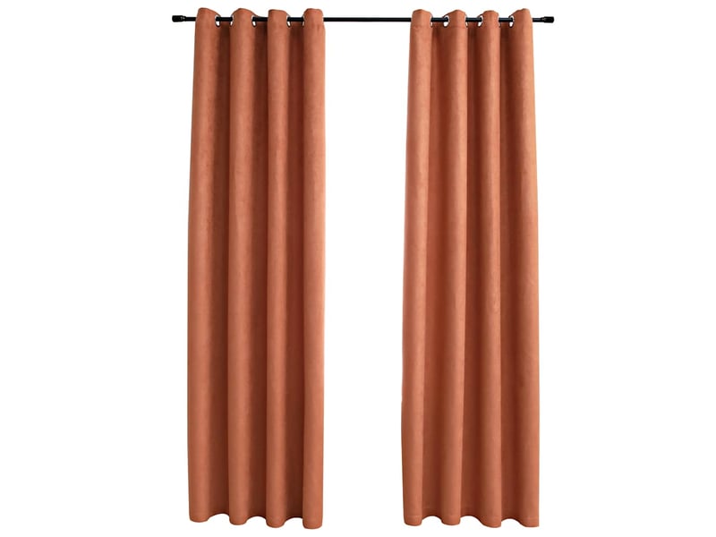  Lot de 2 rideaux occultants, rideaux black-out et anneaux en métal rouille 140x245 cm cf44922  - Conforama A