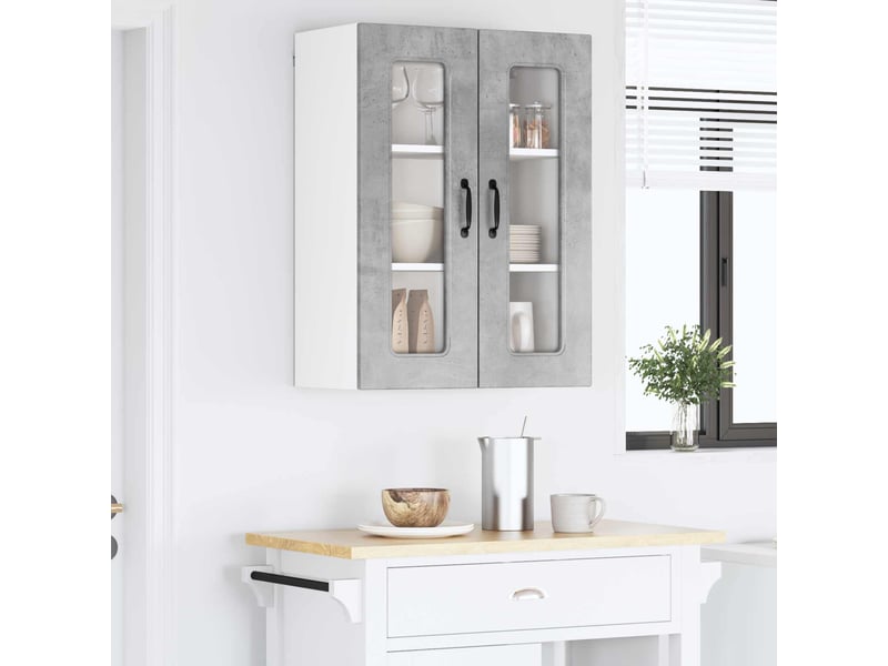  Meuble mural de cuisine | armoire de cuisine gris béton 60x31x80cm shl8830  - Conforama D