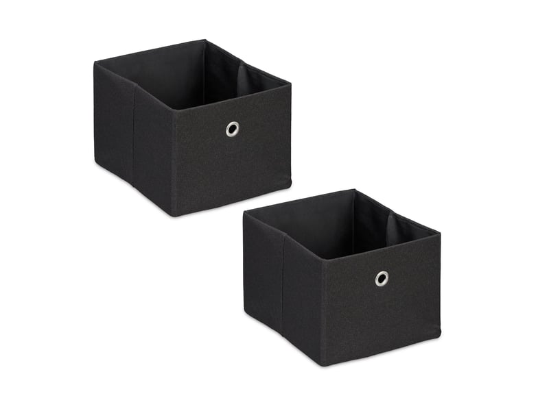  Lot de 2 boîtes de rangement décoratives en tissu pliables 16 x 20,5 x 25 cm en lin gris 13_0013756  - Conforama A
