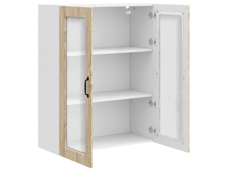 Meuble mural de cuisine, cabinet en verre mural chêne sonoma 80x31x100cm shl8199 - Conforama E