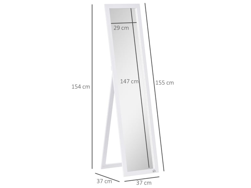 Miroir plein pied 37x37x154 cm sur pied et mural mdf blanc - Conforama D