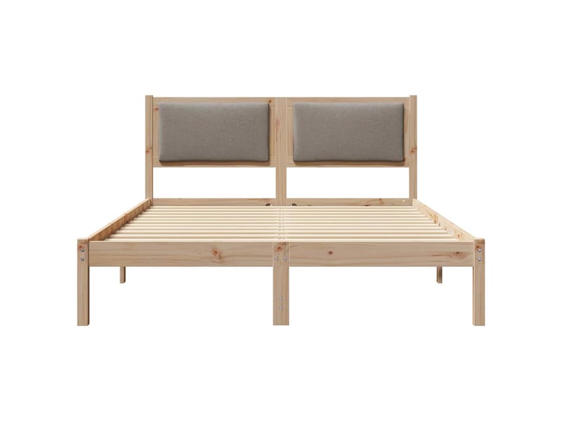Lit double- lit adulte - cadre de lit avec tête de lit taupe 135 x 190 cm pin massif - Conforama D