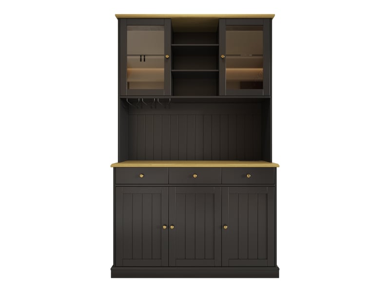  Buffet haut de salle à manger 120×40×191 cm, avec rangement, prise électrique intégrée, ports usb-c et usb-a Jamama eleni - Conforama R