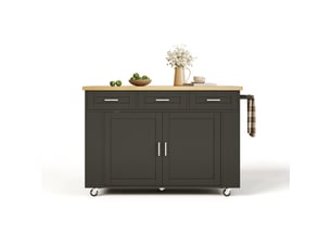 Desserte de cuisine avec plan rabattable, rangements et roulettes en mdf 120×45(70)×84 cm naturel noir