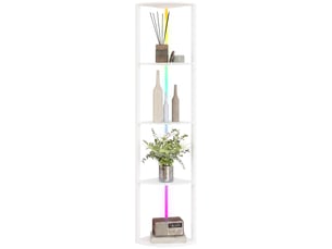 Lampadaire d'angle led rgb avec 5 étagères en mdf 42x29,5x163 cm