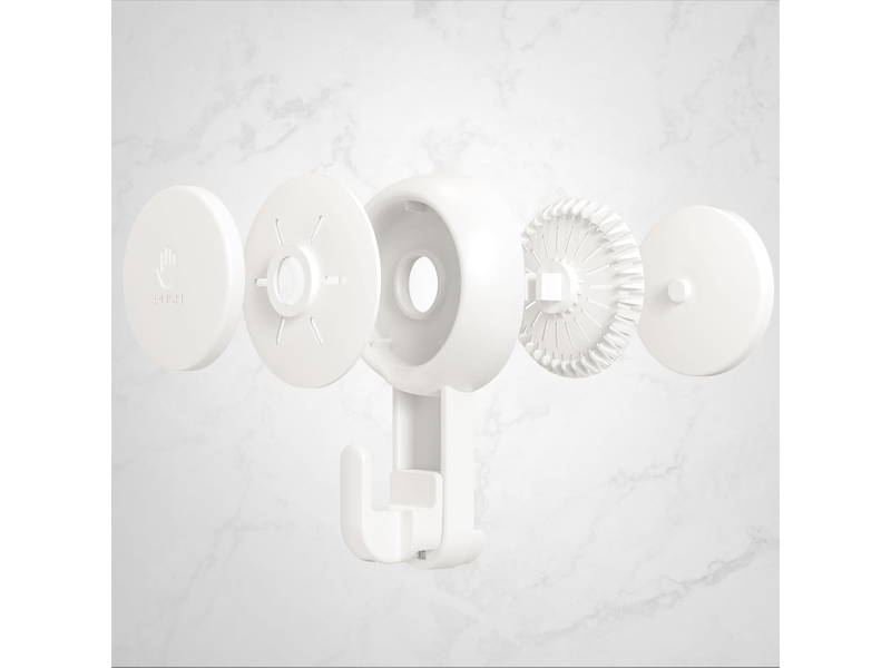Crochet ventouse mural lot de 4 en plastique charge de 5kg salle de bain en forte vacuum porte pour sacs, blanc - Conforama C