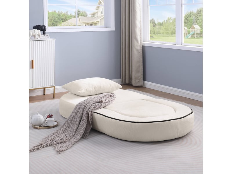  Canapé-lit convertible pliable 101x90x41 cm avec coussin en chenille beige  - Conforama C