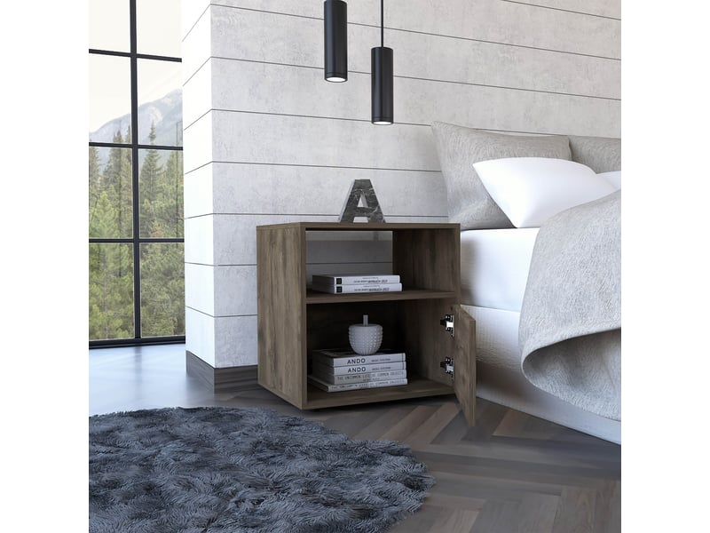  Table de chevet galanto de 50 cm avec 1 porte, chêne foncé  - Conforama D